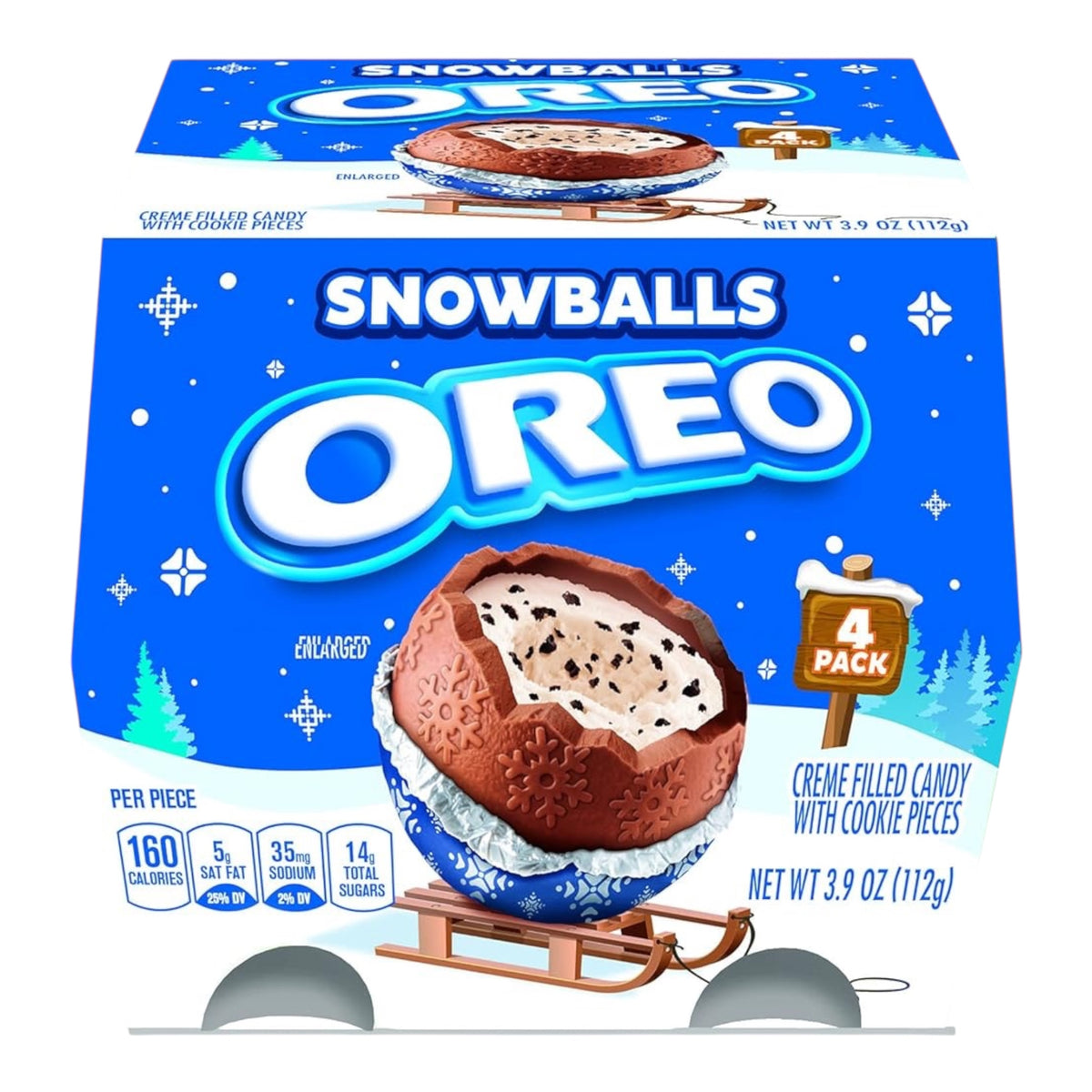 Oreo Snowballs rellenos de crema con trozos de galleta 4 unidades